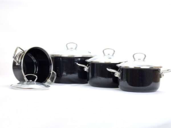 Smaltovaná sada nádobí 8-dílná - PREMIUM černý | BELIS