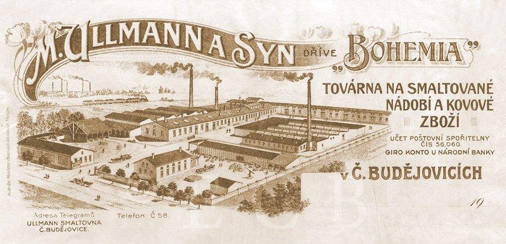 Původní závod na výrobu smaltovaného nádobí  - M.ULLMANN A SYN - SMALTOVNA v Českých Budějovicích