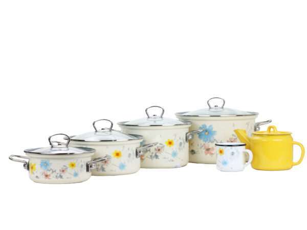 Emaille-Kochgeschirr-Set 11-teilig – MEADOW | BELIS