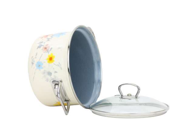 Emaillierter Topf mit Glasdeckel ø 16 cm – 2 l – MEADOW | BELIS